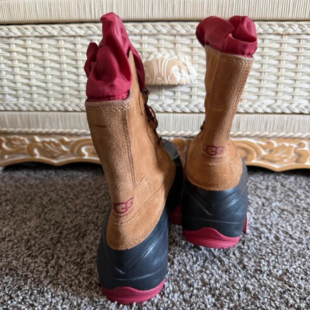 UGG Kids Ludvig Waterproof Rain Snow Boots Chestnut Red 1018190K Size 4‎ NWOB